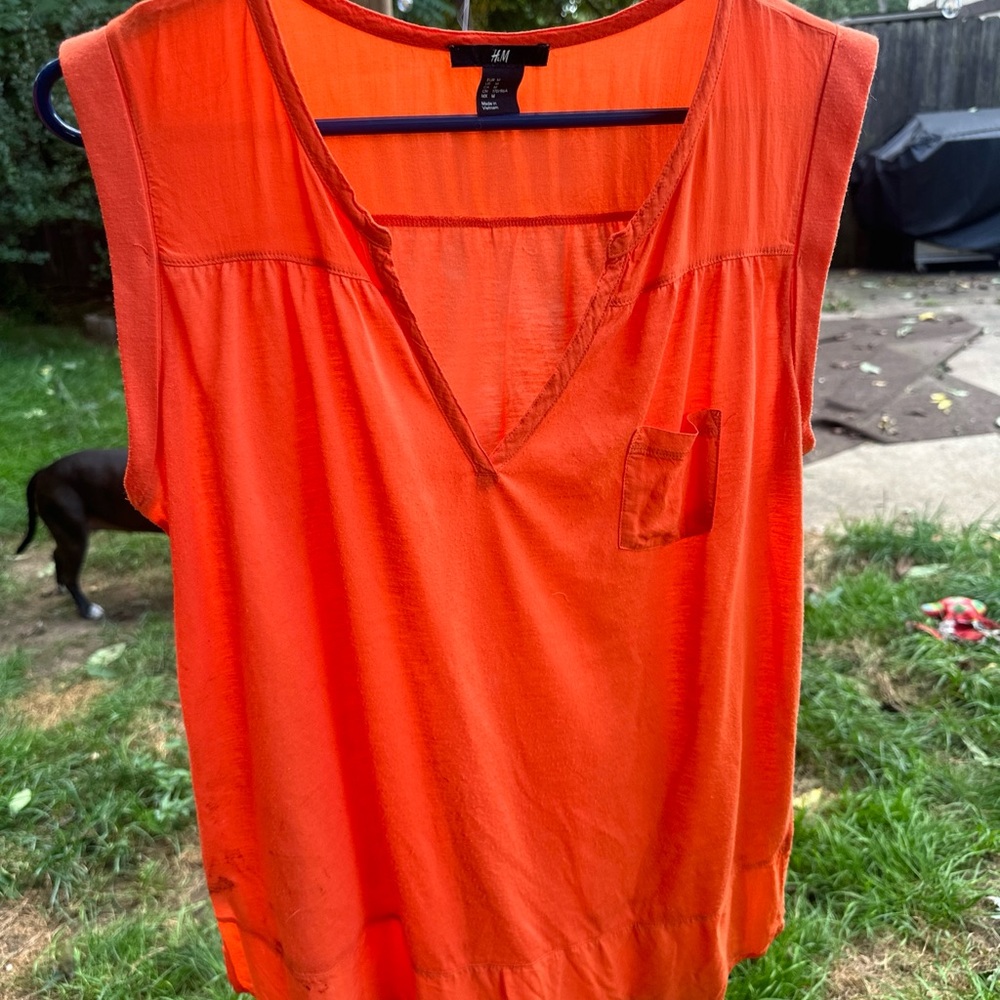 H&M Women's Orange Sleeveless Top